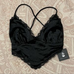 New With Tags Black Silky Cropped Cami